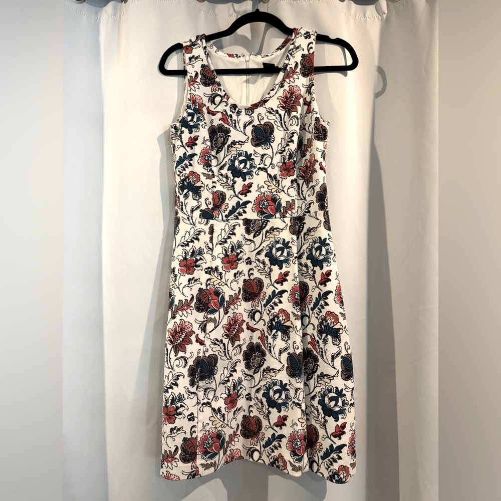 Ann Taylor Floral Midi Dress - Red, Blue, Black
